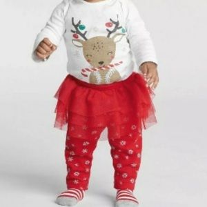 Reindeer onesie and tutu pants